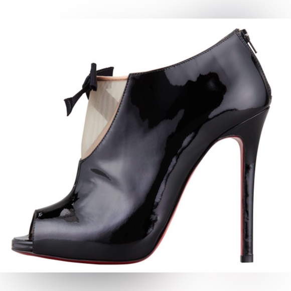 Christian Louboutin Estandono Patent Bow Booties Sz:37 Rare - Picture 4 of 15